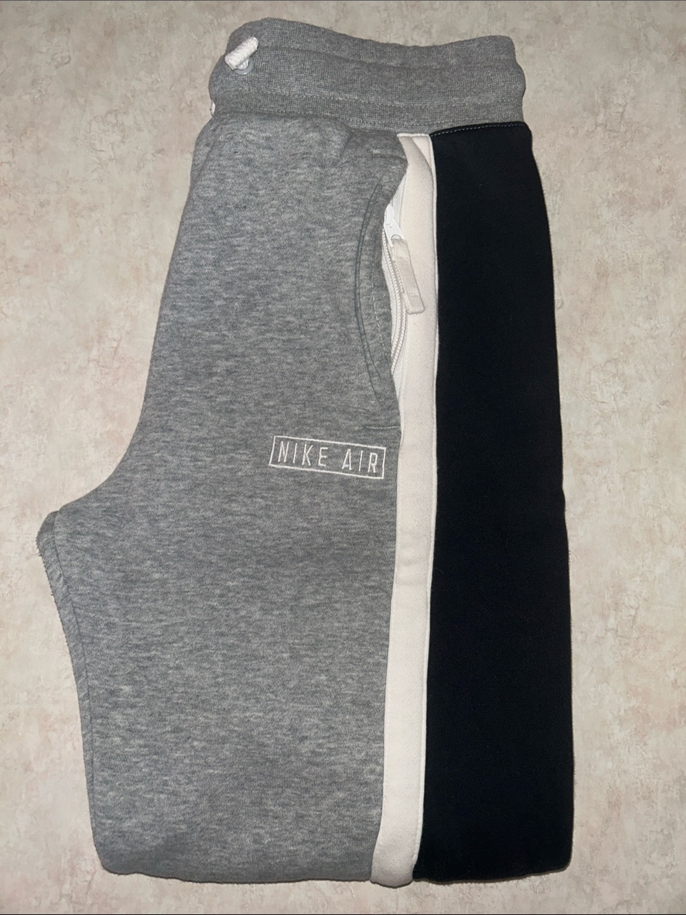 Nike Grey, White & Black Colorblock Kids Joggers
